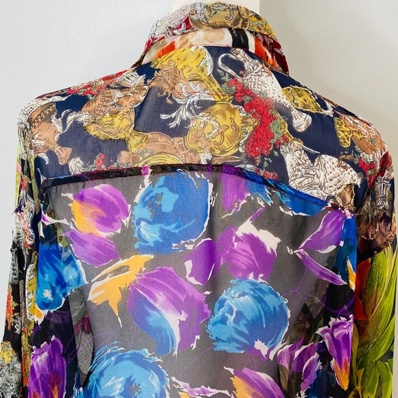 Vintage Sebatu Sheer Mixed Media Beaded High Low Top Womens Med 80s Art to Wear - Picture 7 of 12